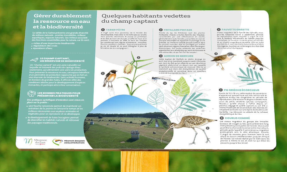 Panneaux informatifs pour sensibilisation environnementale pour Veolia
